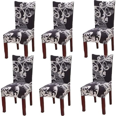 Set of 6 universal stretch chair covers for European king dining chairs