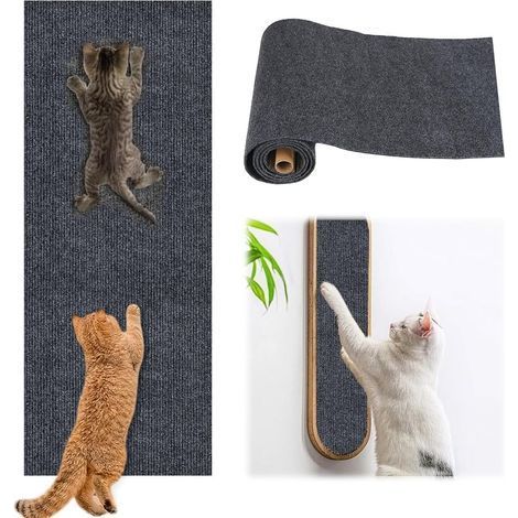 1 Tapis griffoir pour chat, Autocollant, Tissu non tissé, Polyester, Gris, Protection meubles (1/5)