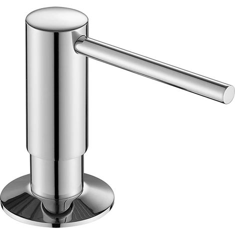 (Chrome 500ml) Flacon de savon liquide de cuisine 500ml avec pompe intégrée, distributeur de savon en laiton nickelé brossé, noir, pour évier et comptoir. (1/5)