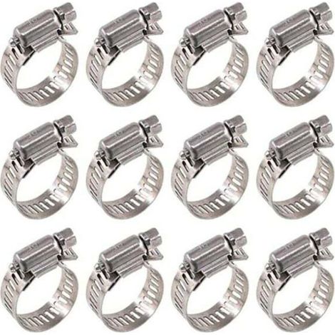 UlisemLot de 12 Colliers de Serrage en Acier Inoxydable - Diamètre Réglable 32-44mm (10mm de Largeur) pour Fixation de Tuyaux et Conduites (1/4)