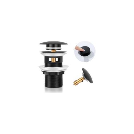 Bonde de Lavabo Pop Up Noir Universelle, Système de Vidage Bonde de Vidage avec Trop-plein, pour Lavabo H656