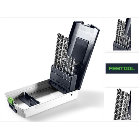 Festool – Coffret de mèches et burins SDS-Plus 7 pièces – Forets D5-D12 pour béton armé – Tête en carbure de tungstène – Boîte de rangement incluse (1/8)