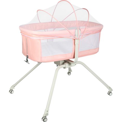 Lit bébé 3 en 1 avec Fonction de Berceau, lit Parapluie bébé avec Matelas, de 0 à 12kg, auvent, moustiquaire, Pliable, réglage de l'inclinaison, lit bébé Pliant léger (1/5)