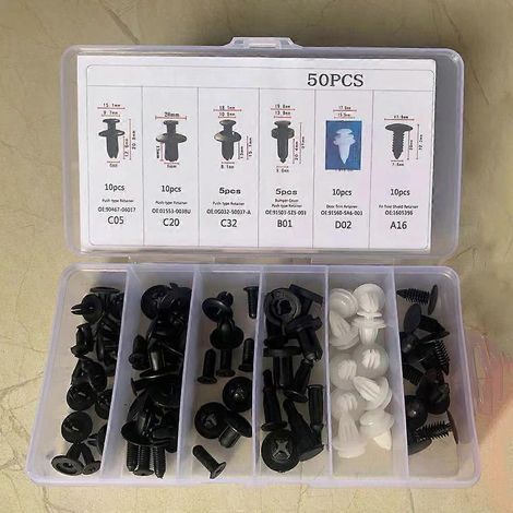 Kit de fixation automatique pour porte de pare-chocs, clip de fixation automatique, poussoir de carrosserie, dispositif de retenue, goupille, 50 pièces (1/5)