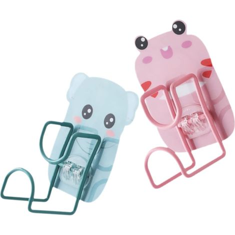 2 Pcs Crochets Muraux pour Lavabo en Acier Inoxydable et Pvc Animaux Mignons sans Perçage pour Salle de Bain Cuisine (1/5)