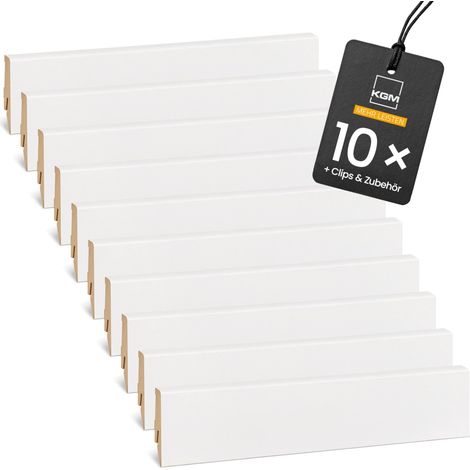 KGM MEGA Sockelleiste MDF weiß 24 m Komplett-SET 10 St