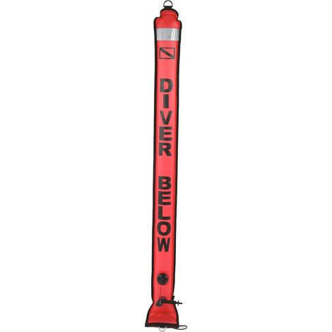 Tube de signalisation de surface gonflable haute visibilité pour plongée sous-marine, 150 cm x 15 cm, orange/rouge (1/5)