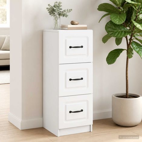 vidaXL Mobile con Cassetti Bianco 33 x 34,5 x 87 cm (1/5)