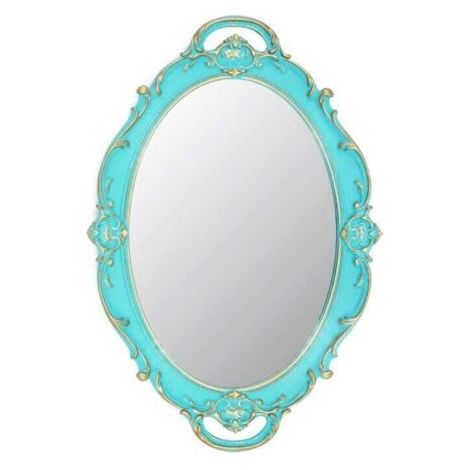 Miroir Mural Ovale décoratif Vintage 37 x 25 cm (Bleu) (1/5)