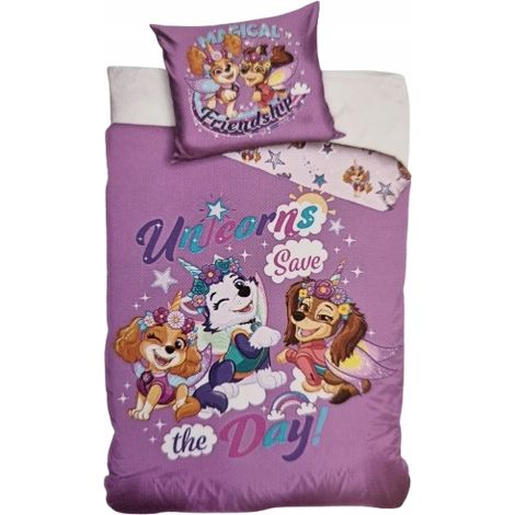 ENSEMBLE DE LITERIE ENFANT EN COTON UNICORN SKYE 160 X 200 PAT' PATROUILLE (1/3)