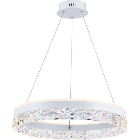 Lámpara colgante LED circular V-TAC de 25 W en metal blanco, diámetro: 50 cm, altura: 122 cm, blanco cálido