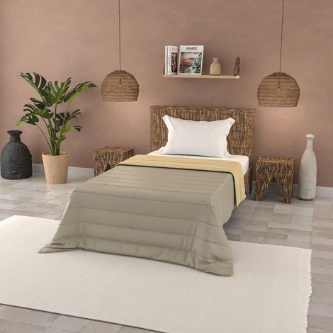 Italian Bed Linen Trapuntino estivo BASIC tinta unita, microfibra, Tortora/Panna, Piazza e mezza 200x240cm (1/5)