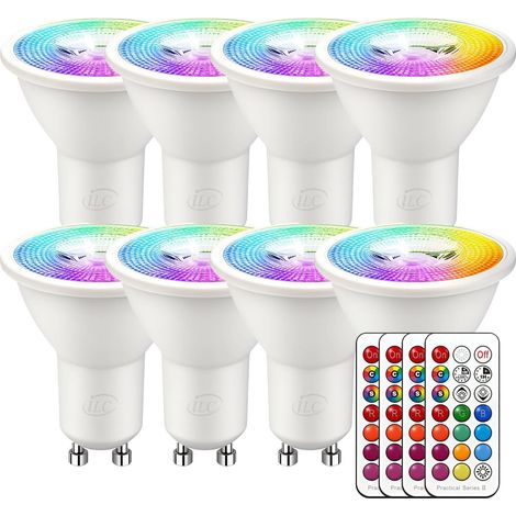 Ampoule Led MR16 GU10 RGB Spot Changementde Couleur, Ampoules RGBW Dimmable Blanc chaud 5W Equivalence incandescence 40W, Timing Télécommande infrarouge incluse (1/5)