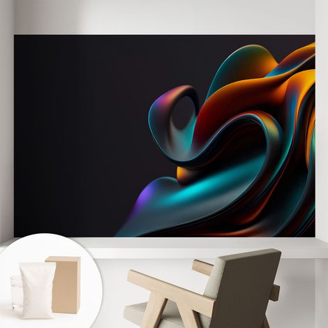 Tapete Vliestapete mit Kleber modern - Wanddeko für Küche - Klebefolie Wand - luxus Look Bunter Strudel 104x70 cm