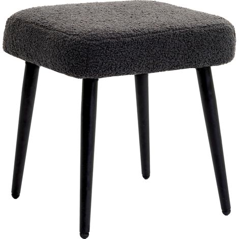 Poggiapiedi sgabello quadrato effetto cashmere grigio scuro con gambe in acciaio MODENUIT (1/4)