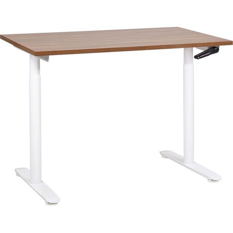 Scrivania regolabile manualmente legno scuro e bianco 120 x 72 cm DESTINAS