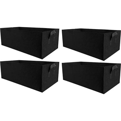 Lot de 4 pots de culture en tissu pour légumes, tomates, fraises et pommes de terre (format rectangulaire). (1/5)