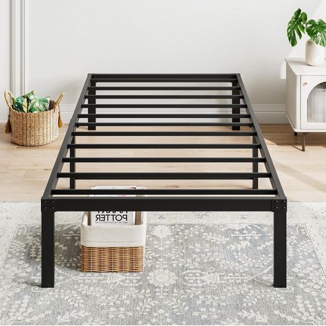 Letto piattaforma in metallo nero 90 x 200 cm HOMVRA (1/5)
