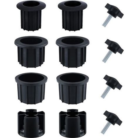 12-teiliges Ersatz-Schirmhalter-Set, Lochabdeckung mit Edelstahl-Sternknopf M8, Sonnenschirmzubehör, Sonnenschirmständerzubehör für Terrasse, Tisch, Balkon, Garten (Schwarz)