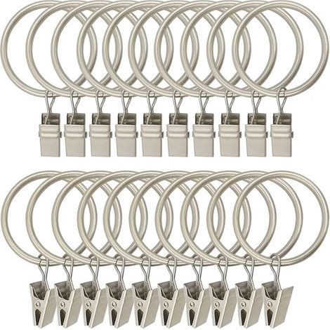 30 Stück Gardinenringe, Metall-Gardinenclips, stabile Gardinenclips, rostfreie Gardinenringe für Gardinenstangen (1/5)