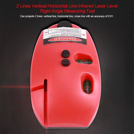 Niveau laser infrarouge à 2 lignes verticales et horizontales, outil de mesure d'angle droit, rouge (1/5)