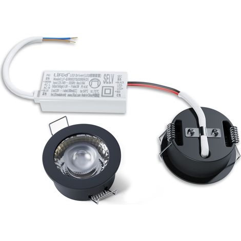BERNSTEIN - Foco LED empotrable con marco negro mate, luz orientable blanco neutro - Ø45x22,3cm - IP65 Marco de instalación negro mate (1/5)