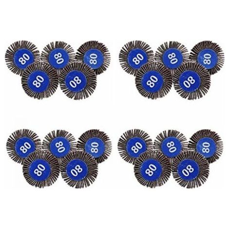 20 Pièces Roue à Lamelles, 80 Grains Papier Abrasif Roue de Polissage Roue à Lamelles Dremel 20256 80 pour Outil Rotatif (1/4)