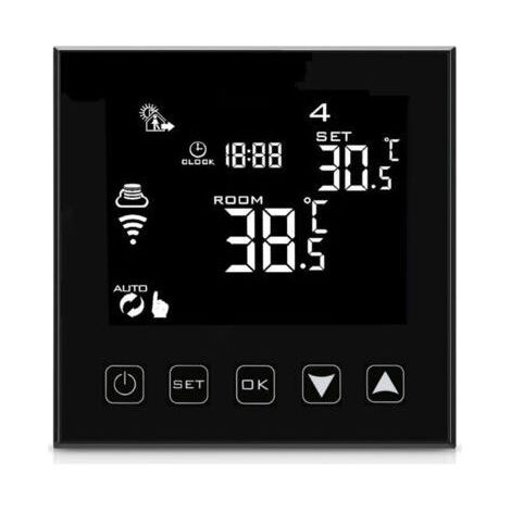 Intelligent Thermostat WiFi Connecté pour Chaudiere/Chauffage au Sol à Eau Filaire Smart Life APP Compatible, Thermostats d'ambiance Programmable Chaudière Noir