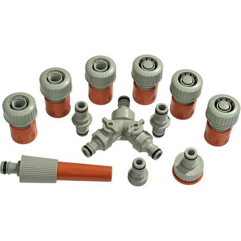 Terre Jardin – Kit d'arrosage 19mm – Raccords en plastique – 11 pièces pour circuits d'arrosage – Optimisation de l'arrosage efficace