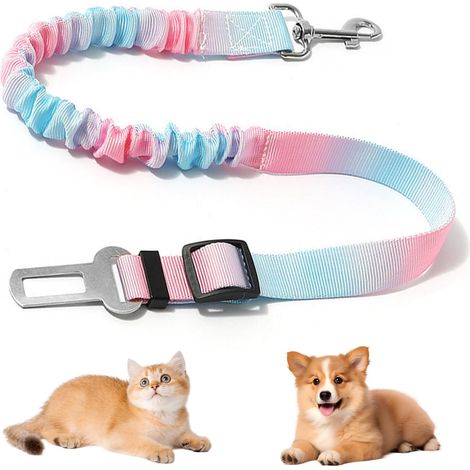 Ceinture de Sécurité Chien Voiture - Attache Laisse Voiture pour Chien Ajustable et Robuste, Design Tie-Dye Bleu Rose, Accessoire de Voyage Sécurisé pour Animaux - 1 Pièce (1/5)