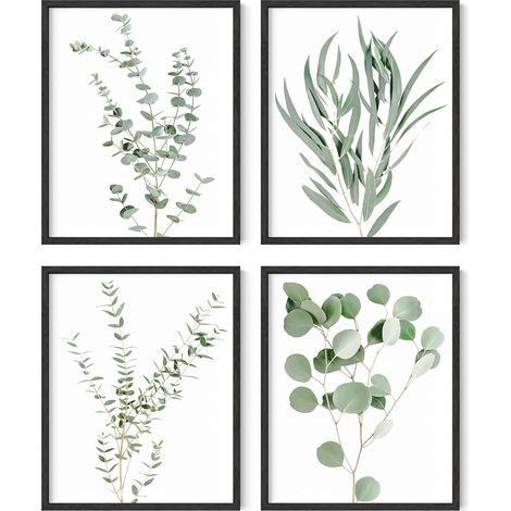 Ensemble de 4 affiches décoratives de plantes botaniques, illustrations florales pour la cuisine, décoration murale de feuilles et de fleurs (1/4)