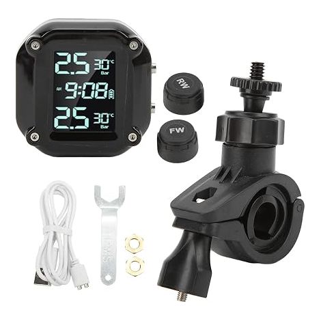 Motorcycle Tyre Pressure Monitoring System LCD Screen IP67 2 Sensors USB Charging (1/5)