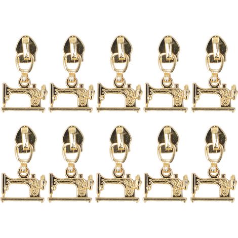 10 Pièces Têtes de Fermeture Éclair en Métal Doré pour Machine à Coudre, Veste, Sac à Main et Valise (1/5)