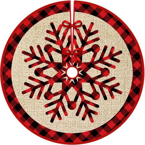 Red snowflake Christmas tree skirt - suitable for indoor and outdoor decoration - diameter 120 cm