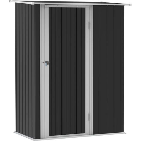 Gerätehaus Gartenhaus Geräteschuppen Mit Tür Outdoor Stahl Dunkelgrau 142 X 84 X 189 Cm