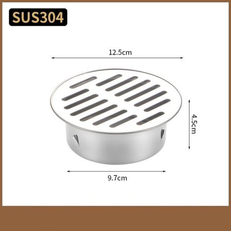 Siphon de Sol en Acier Inoxydable Rond Siphon de Sol Anti-Blocage pour Balcon, Couvercle de Siphon de Sol(110mm Bouche Plate) (1/5)