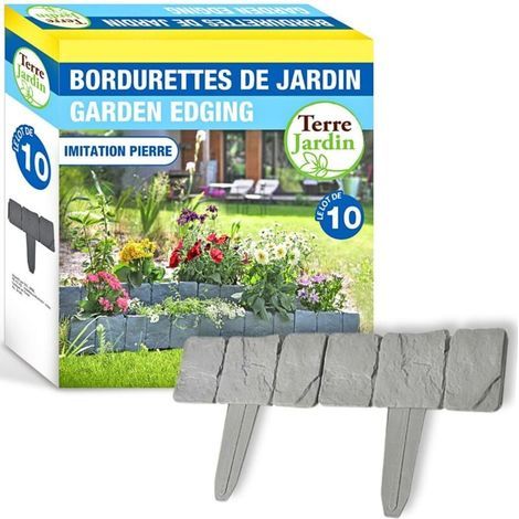 Bordillo de jardín con efecto piedra - Paquete de 10 (1/4)