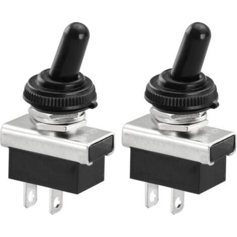 Metal Interrupteur à Bascule Flip 12V 25A SPST On/Off 2 Position 2 Broches Pour Voiture Dash Light Avec Capuchon Imperméable à L'eau (1/5)