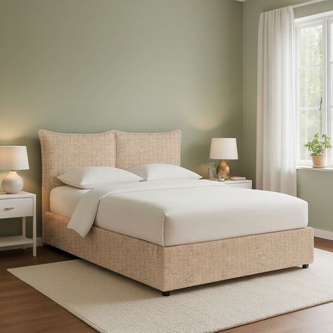 Letto Piazza e Mezza Penzance, Sfoderabile, Contenitore Made in Italy, Beige (1/5)