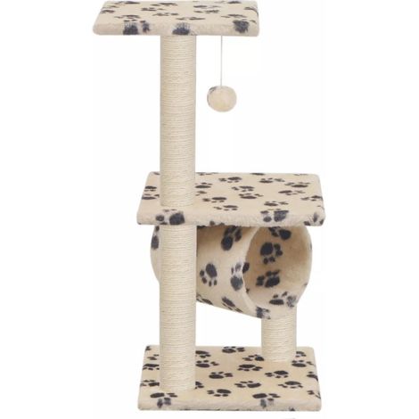 Tiragraffi per gatti in nicchia peluche in sisal 65 cm modello zampe beige 3702152