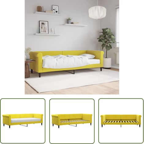 The Living Store Tagesbett mit Matratze Gelb 80x200 cm Samt - Tagesbett - Schlafsofa - Gästebett - Samtcouch - Wohnzimmermöbel (1/5)