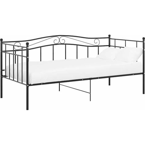 Maison Exclusive - Schlafsofa Bettgestell Schwarz Metall 90x200 c (1/5)