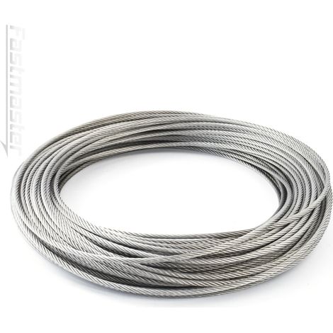 Seiletech.de stahlseil  4mm  50m  Acier inoxydable inox  7x19 pouces  Drahtseil für Rankhilfe Rostfrei Seil Stahl Draht Forstseil Windenseil Spannseil Geländerseil (1/3)