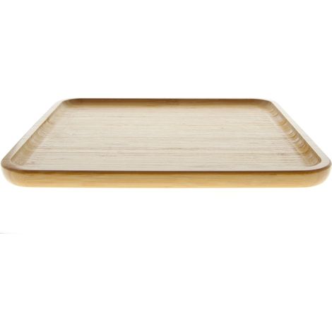 PLATO DE MADERA DE BAMB脷 PARA SERVIR COMIDA 20x20 cm (1/5)