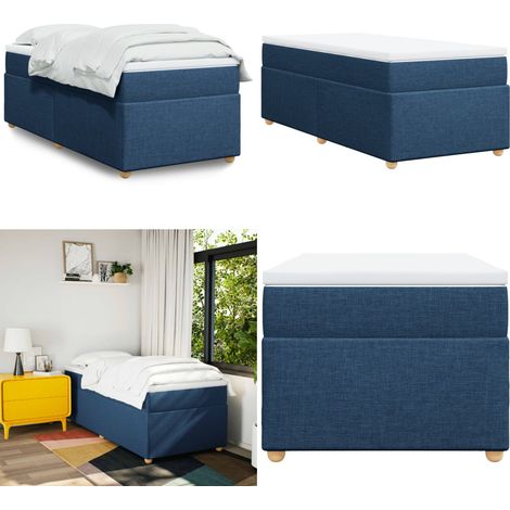 Sommier à lattes de lit avec matelas Bleu 80x200 cm Tissu - Lit Double - Literie - Matelas - Sommier - Chambre À Coucher - Home & Living (1/5)