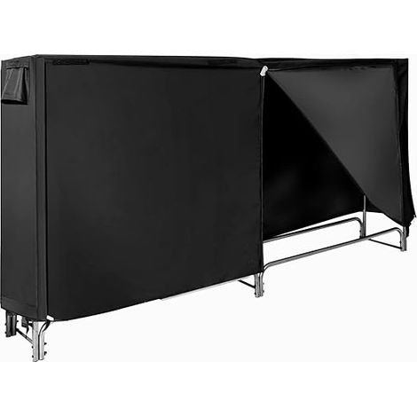 GOPLUS Porte-Bûches Extérieur 240x35,5 CM, avec Housse en PVC Imperméable, Range-bûches Bois de Chauffage Hauteur 122,5CM, Noir