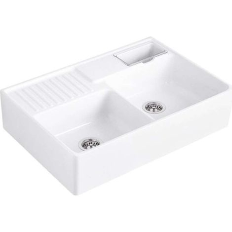 Lavello Tradition (2 vasche), Moduli, 895 x 220 x 630 mm, Installazione su mobile o fissata a parete, 2 vasche chiudibili, inclusa Dispenser sugo trasparente, Piletta manuale cromata. Kit di fissaggio (1/5)