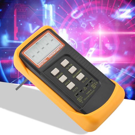 Thermomètre numérique à thermocouple double canal type K 6802II -50 °C à 1300 °C (1/5)