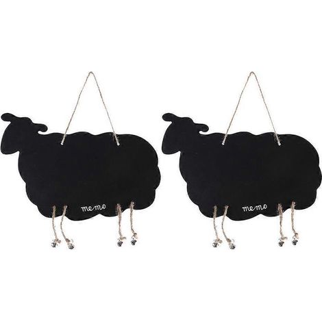Lot de 2 mini tableaux noirs en forme de mouton, tableau mémo à suspendre-24X33CM-Black (1/3)