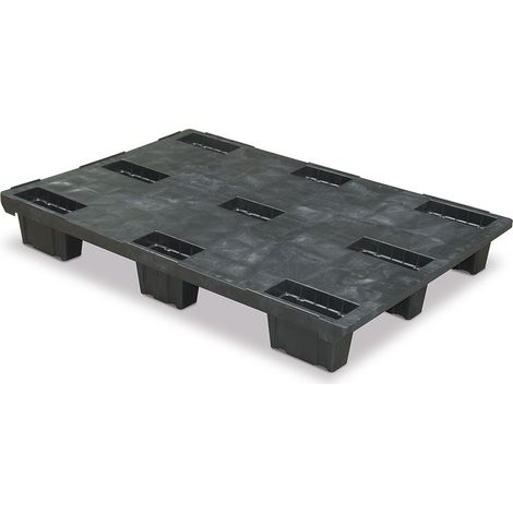 BRB Euro-Leichtpalette/Kunststoffpalette im Euromaß, schwarz, LxBxH 1200x800x153 mm, Deckfläche geschlossen (1/3)